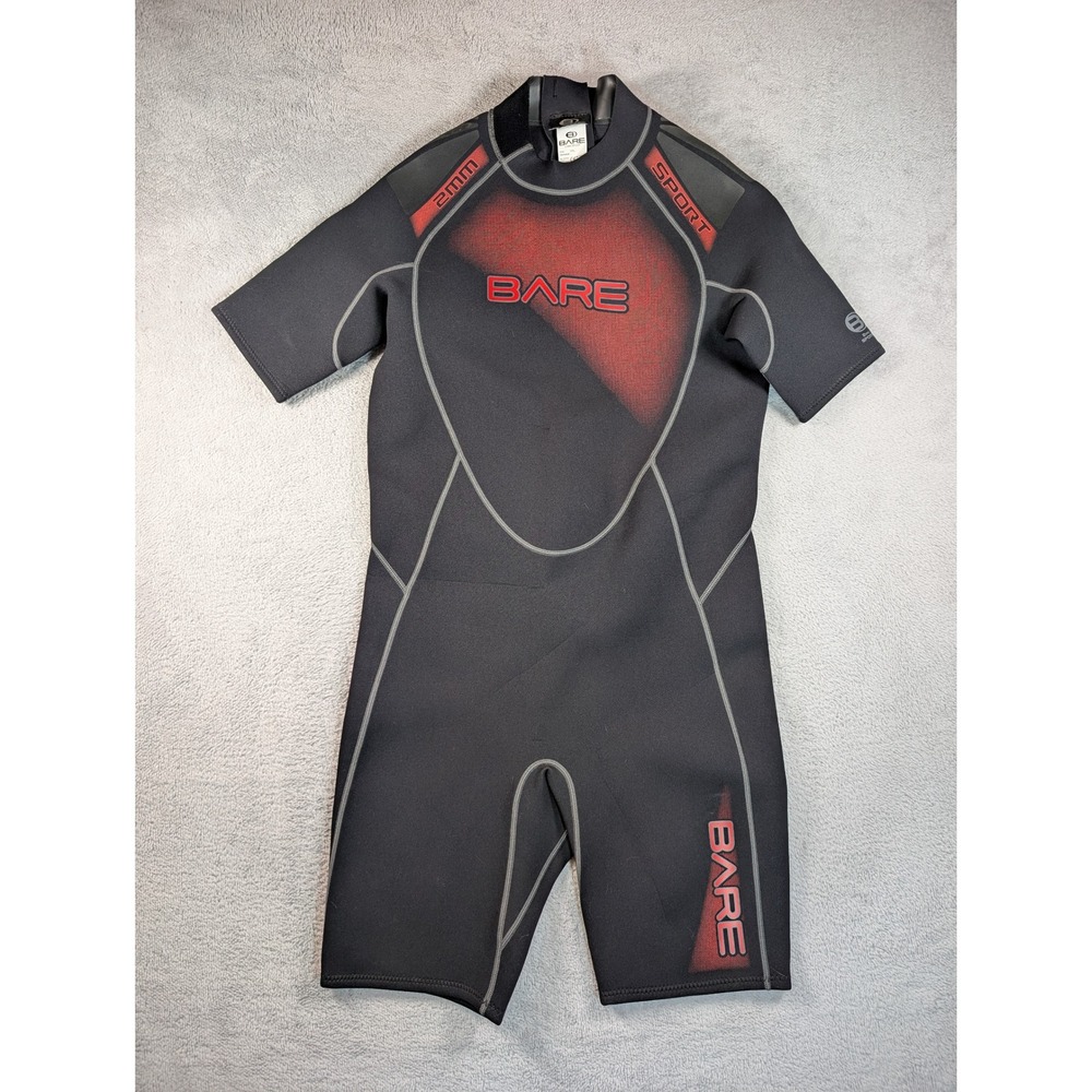 Bare 2mm Sport Shorty Wetsuit Mens 2XL Black Red Neoprene Scuba Dive Surf Suit